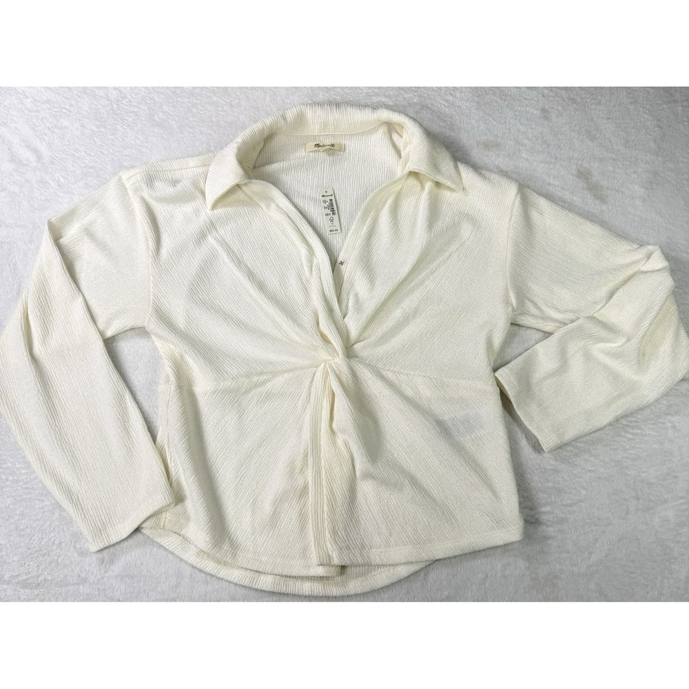 Madewell Twist-Front Long-Sleeve Minimalist Top Lighthouse Womens‎ Medium NWT